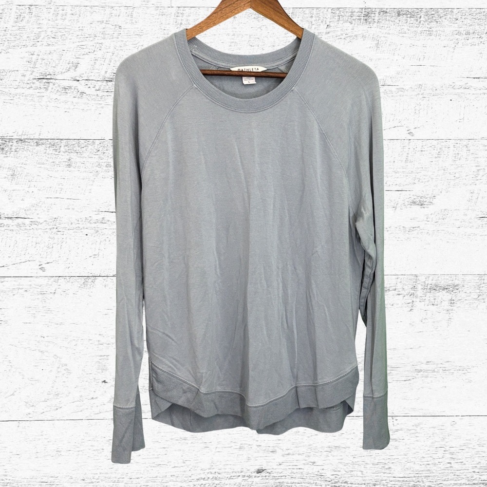 Athleta Gray Relaxed Sweater with Ribbed Accents